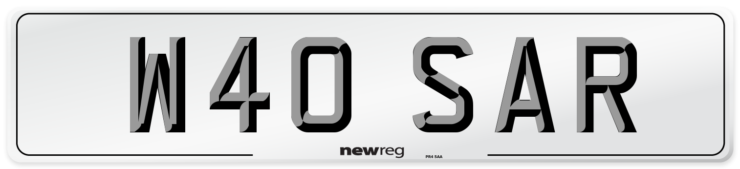 W40 SAR Number Plate from New Reg